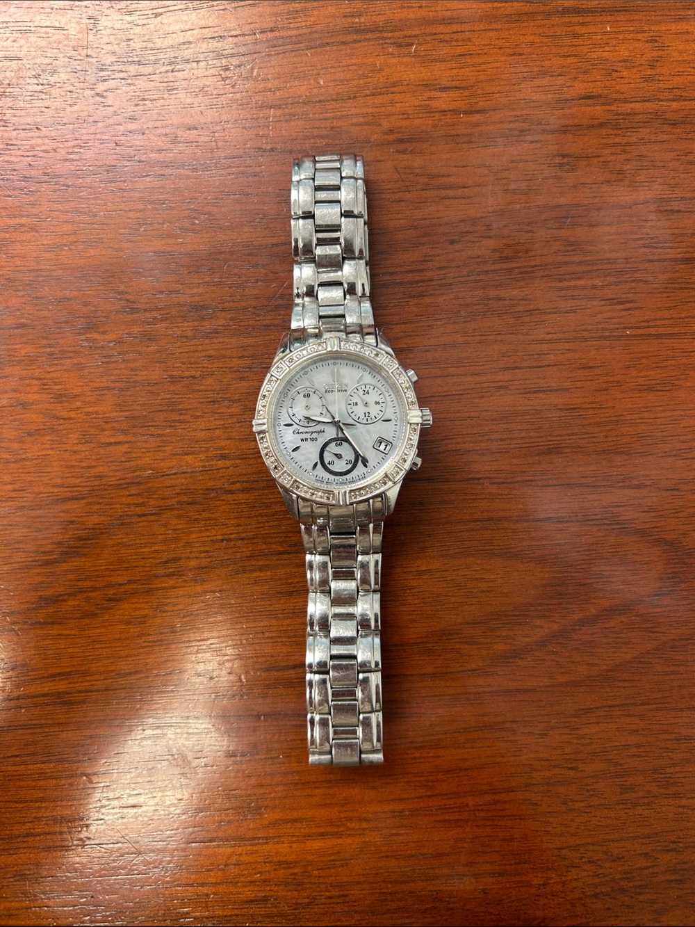 Citizen Eco Drive Women’s Mother of Pearl and Diamond Chronograph Miramar Watch